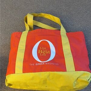 Oprah Magazine Red and Yellow Tote Bag